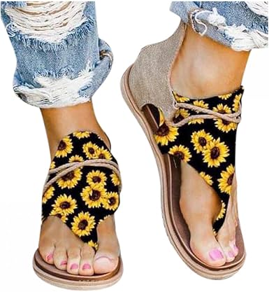 Amazon.com: Zieglen Sandalias para mujer de verano elegante, sandalias  planas de girasol, gladiador, cómodas, informales, verano, playa, mujer :  Ropa, Zapatos y Joyería