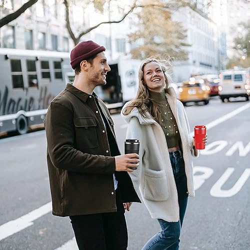 Miniatura 6 de YINJAM Taza de café de viaje de 17 onzas, tazas de café aisladas para llevar, con tapa a prueba de fugas, acero inoxidable al vacío, vaso térmico de
