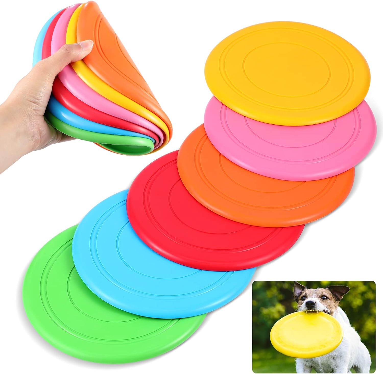 Syhood 6 Pieces Flying Discs for Kids Soft Rubber Dog