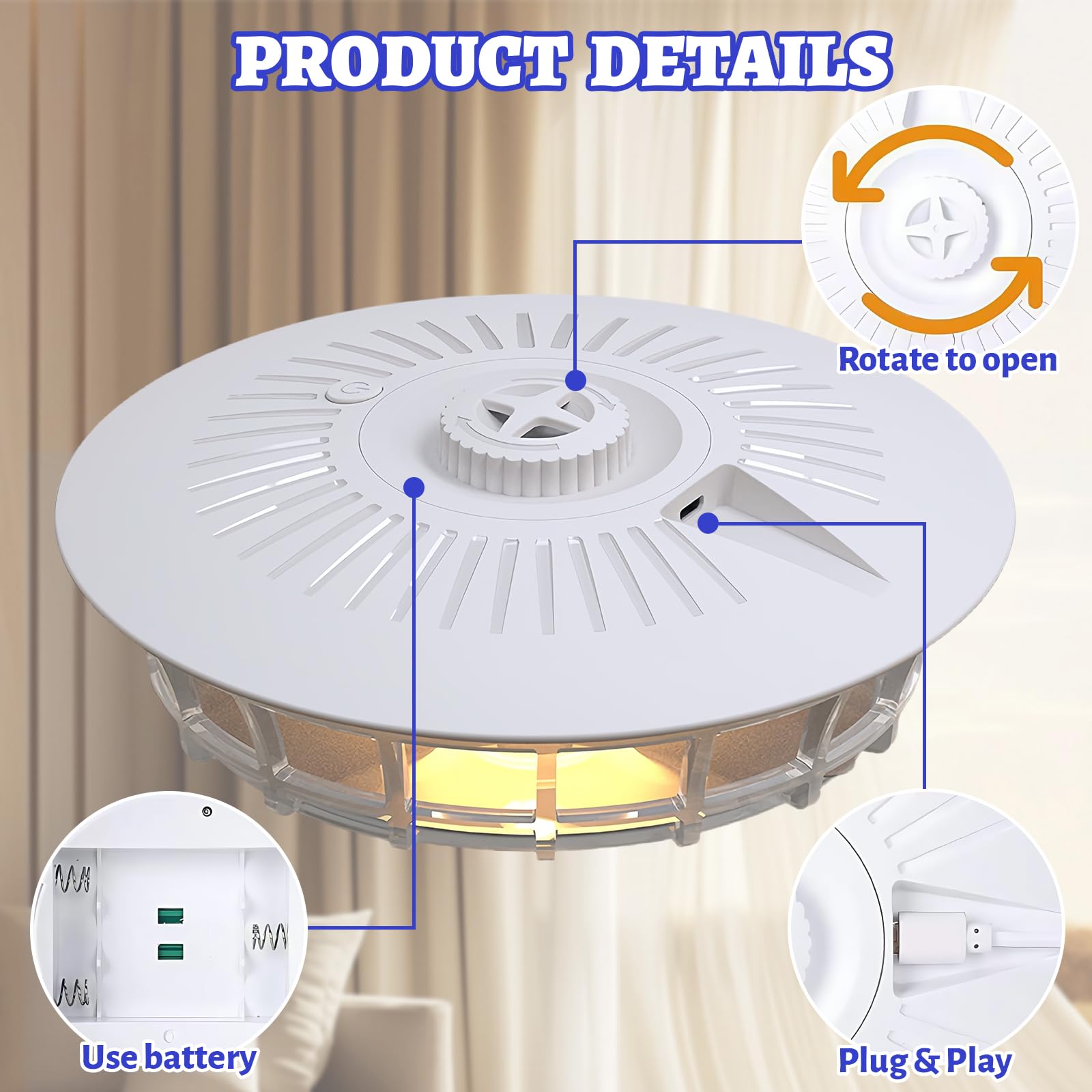 2PCS Piège à Puces, Piège à Lumière Anti-Puces à LED 4 Modes avec 14 Autocollants de Capture, UV Lampe Tue Mouche Electrique, Lampe Piège À Puces de Glu pour Chambre, Cuisine, Salon (Blanc)