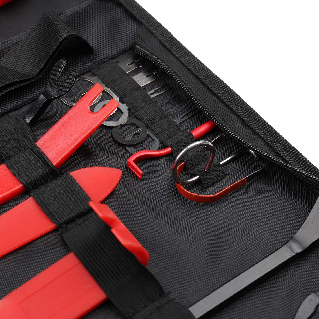 sourcing map Trousse à outils de démontage garniture voiture radio audio tableau Nylon Rouge