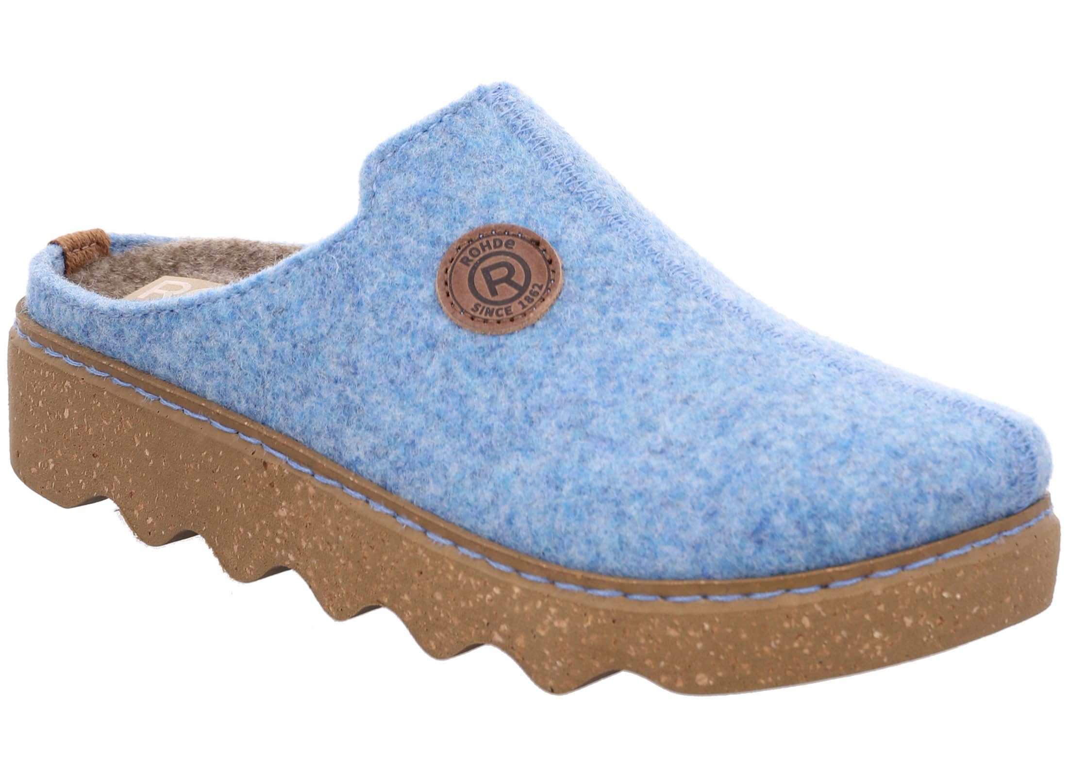 Rohde Damen Pantoffeln Filz Plateausohle Foggia-D 6120 Blau EU 42