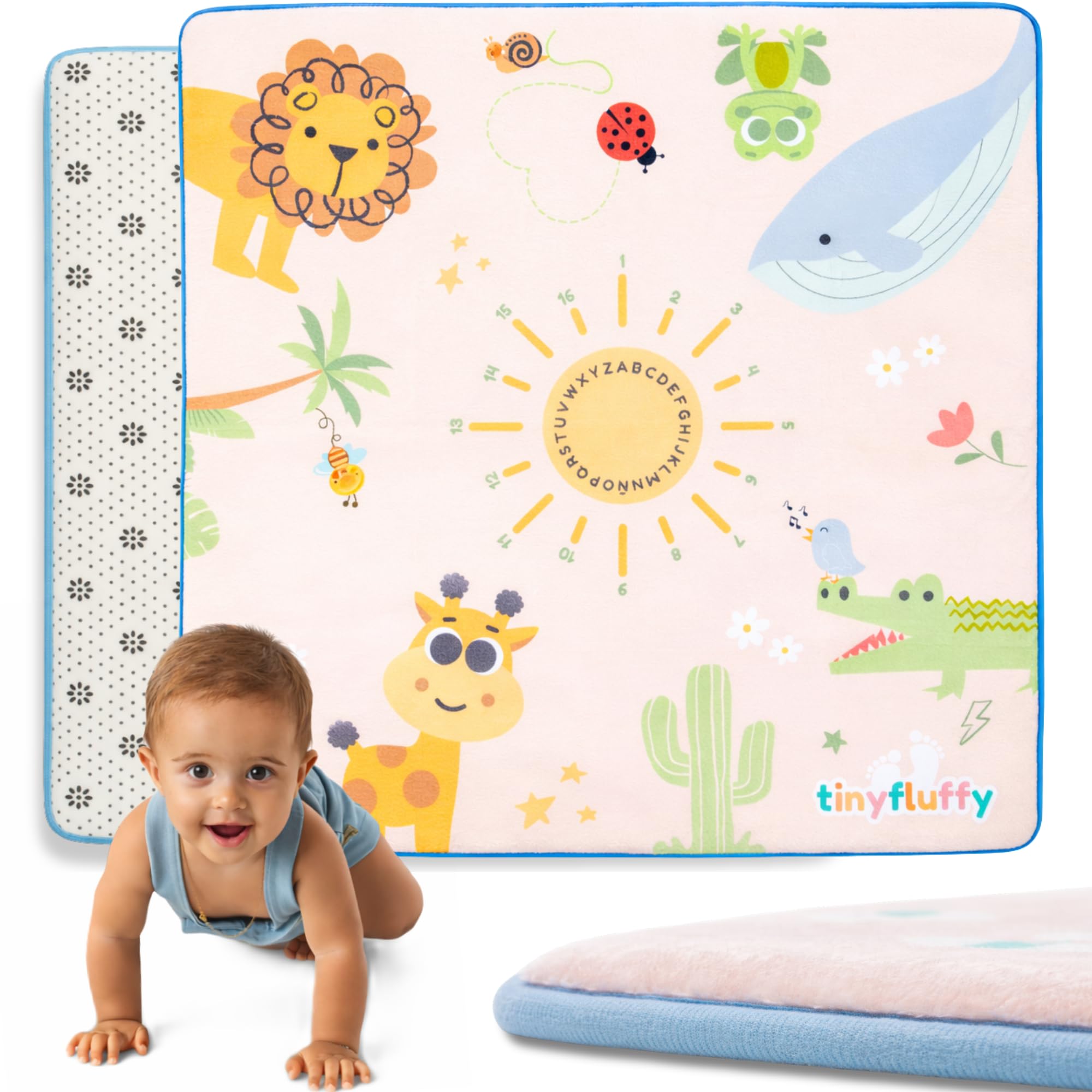 Alfombra Bebe Acolchada Plegable -130x130 2cm - Colchoneta Bebe Suelo - Suelo Bebes Acolchado - Manta Suelo Bebe - Alfombra Infantil - Tummy Time Bebe - Alfombra Suelo Bebe - Playmat