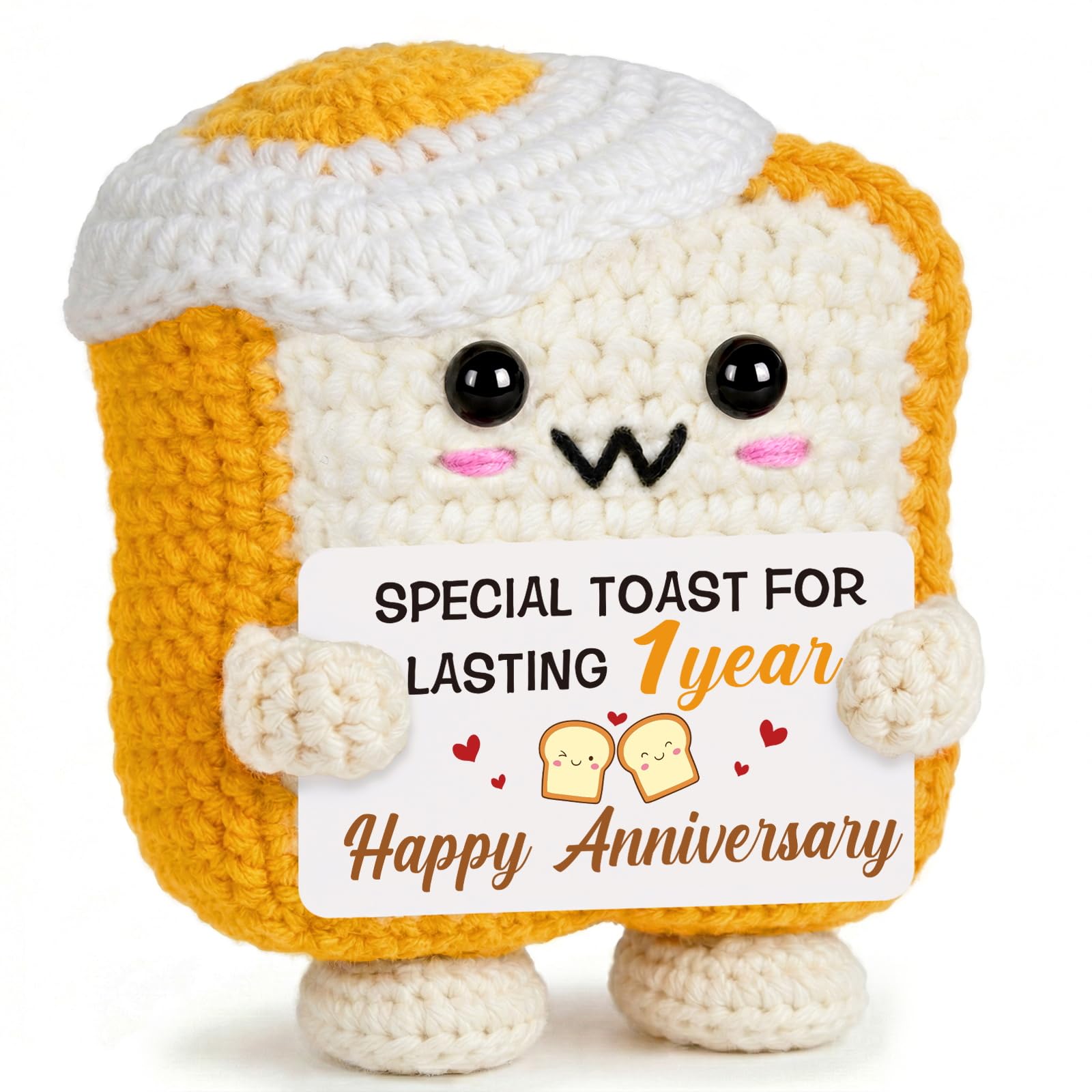 Buioata First Year Anniversary Romantic Gifts, 1st Wedding Gift, Couple Positive Crochet Toast, Funny One Year Anniversary Presents Decor for Him, Her, Boyfriend, Girlfriend, Couple, Husband and Wife — image 1