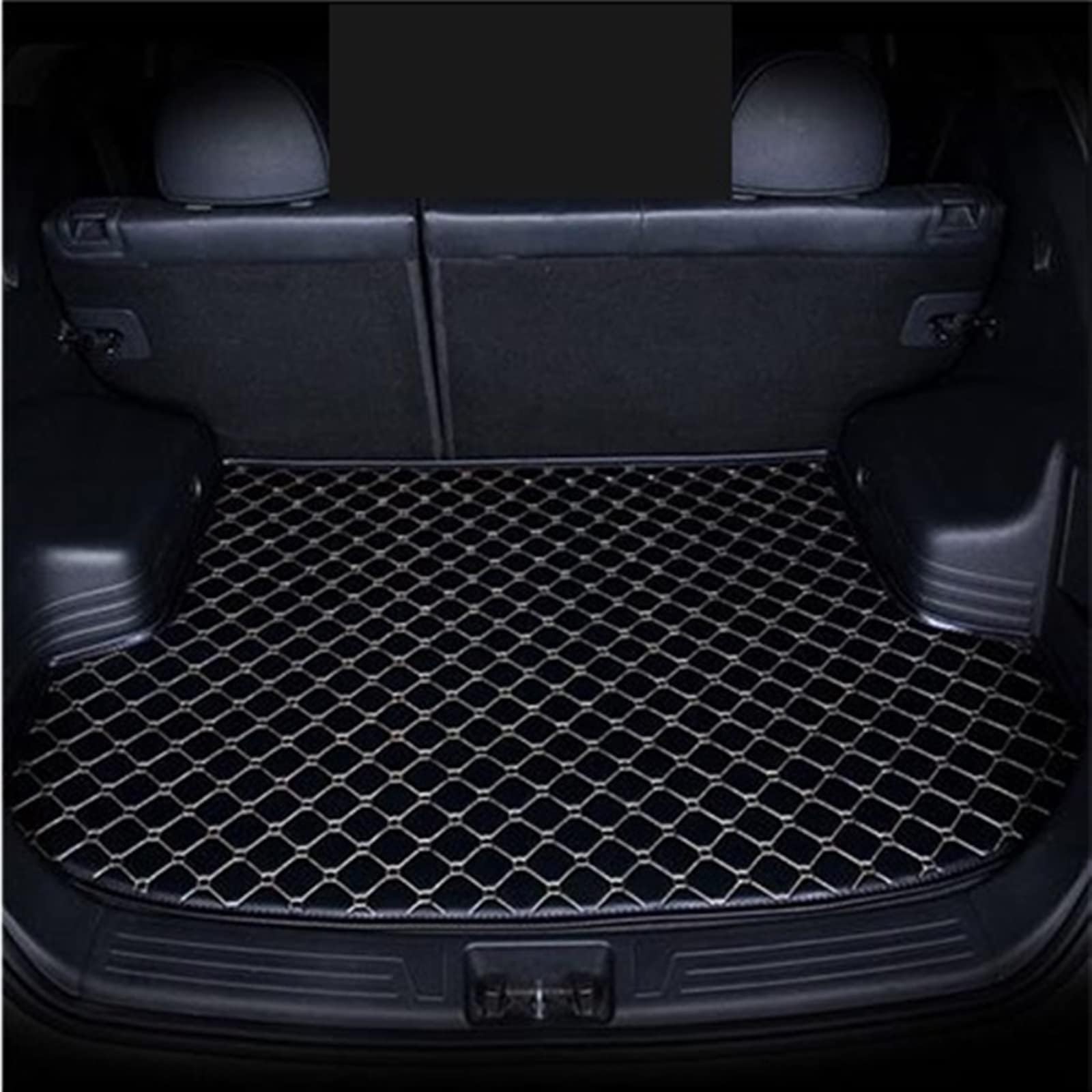 Non-slip Boot Cover Leather Car Trunk Mat Cargo Boot Liner For Fiat For Freemont For Dodge Jc 2008 2009 2010 2011 2012 2013 2014 2015 2016 2017 2018(بيج أسود,B)