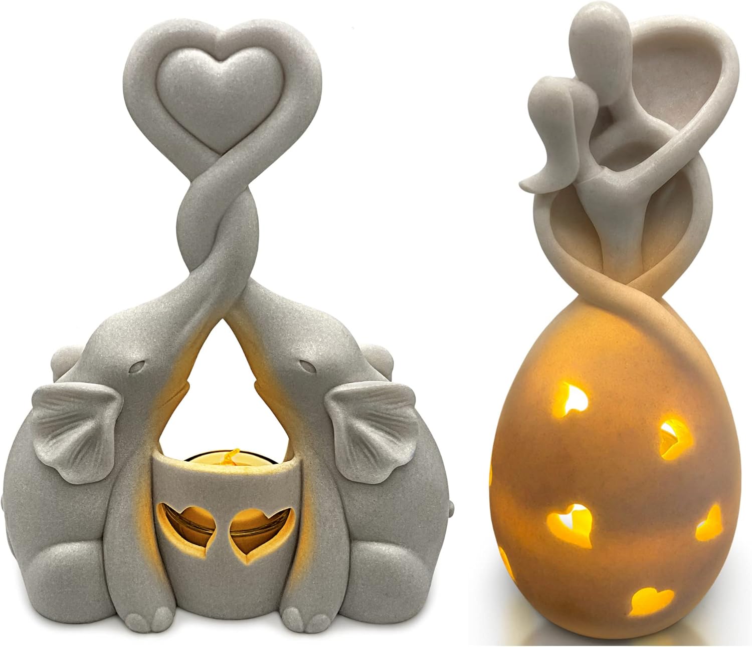OakiWay Wedding for Couple/Her - Infinity Love & Elephants Love Bundle, W/Flickering Led Candle