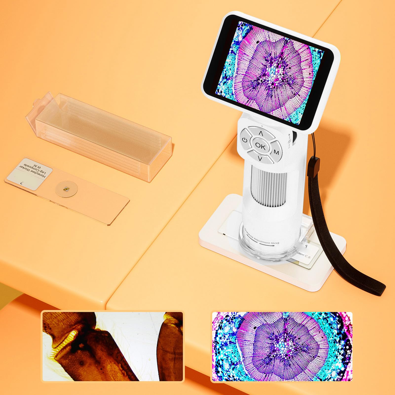 YWBL-WH Microscopio de Mano de 2,8 Pulgadas con Luz LED, Lupa Digital de Bolsillo para Joyeros, Vista para PC