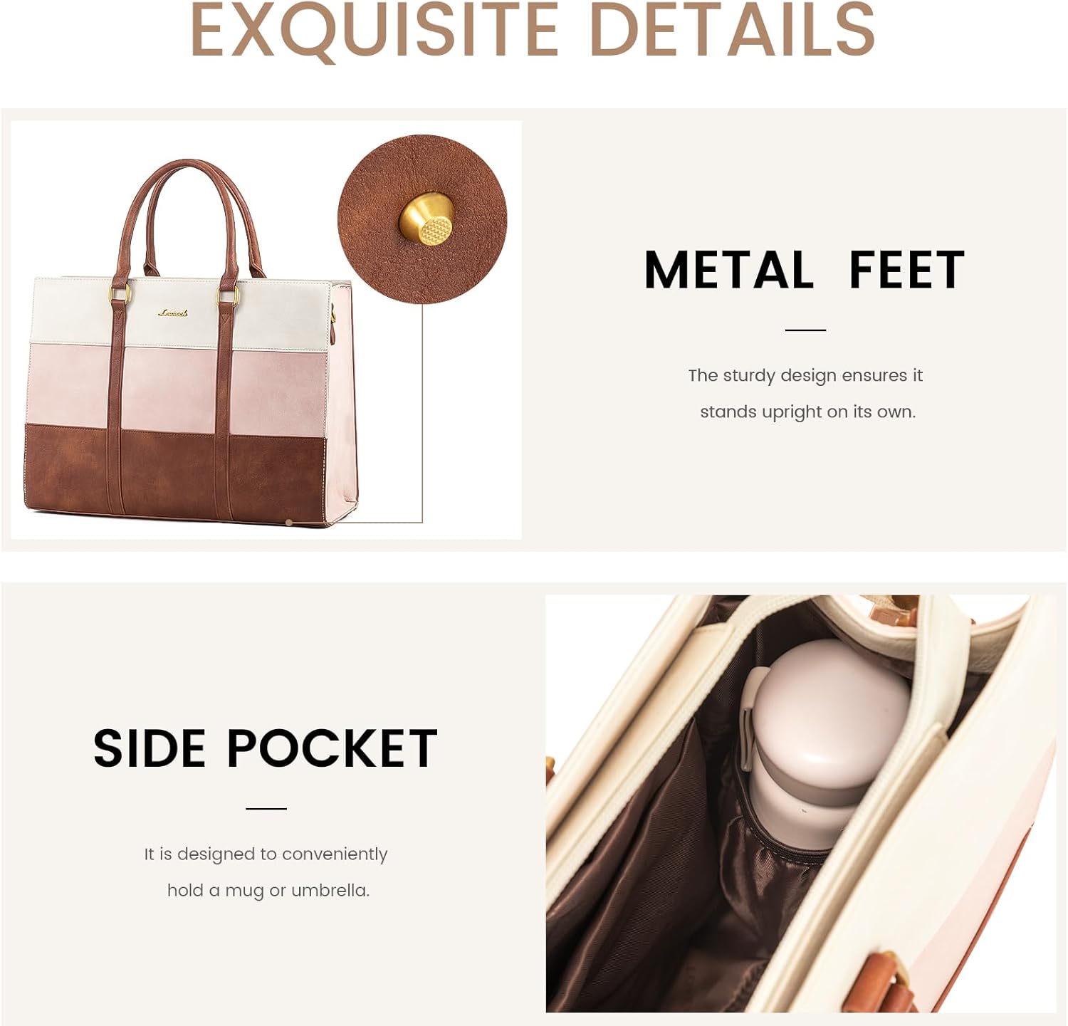 LOVEVOOK Laptop Bag for Women, 15.6 Inch Laptop Tote Bag, Vintage Leather Work Bags for Women, Waterproof Computer bag with Clutch Purse, Large Capacity Briefcase, Business Office Bag - Image 5