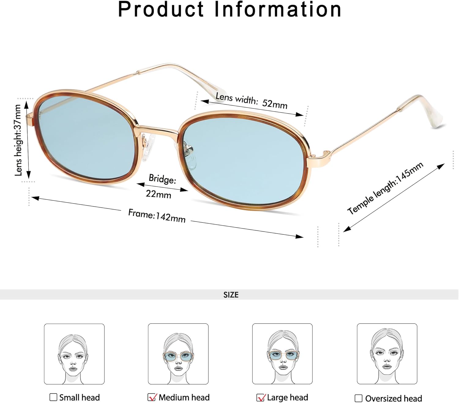 Retro Oval Sunglasses for Women Men Trendy Large Round Y2k Sunnies AP3681 - Image 5