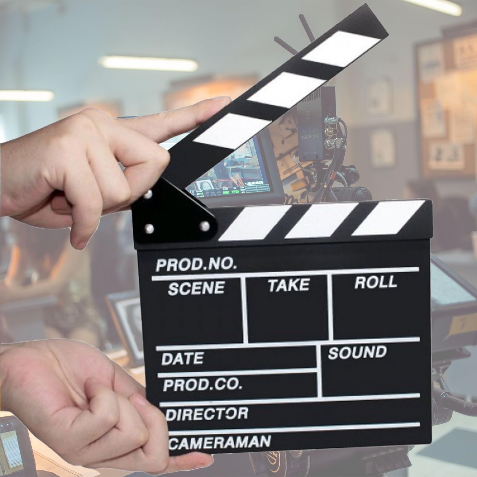 clap De Cinéma Générique Noir et Blanc 18 x 20 cm Clapper Board Réalisateur Marqueur Cinéma Décoration Film Coupe Prop pour Production Vidéo TV Action Cut Clapper 2pcs