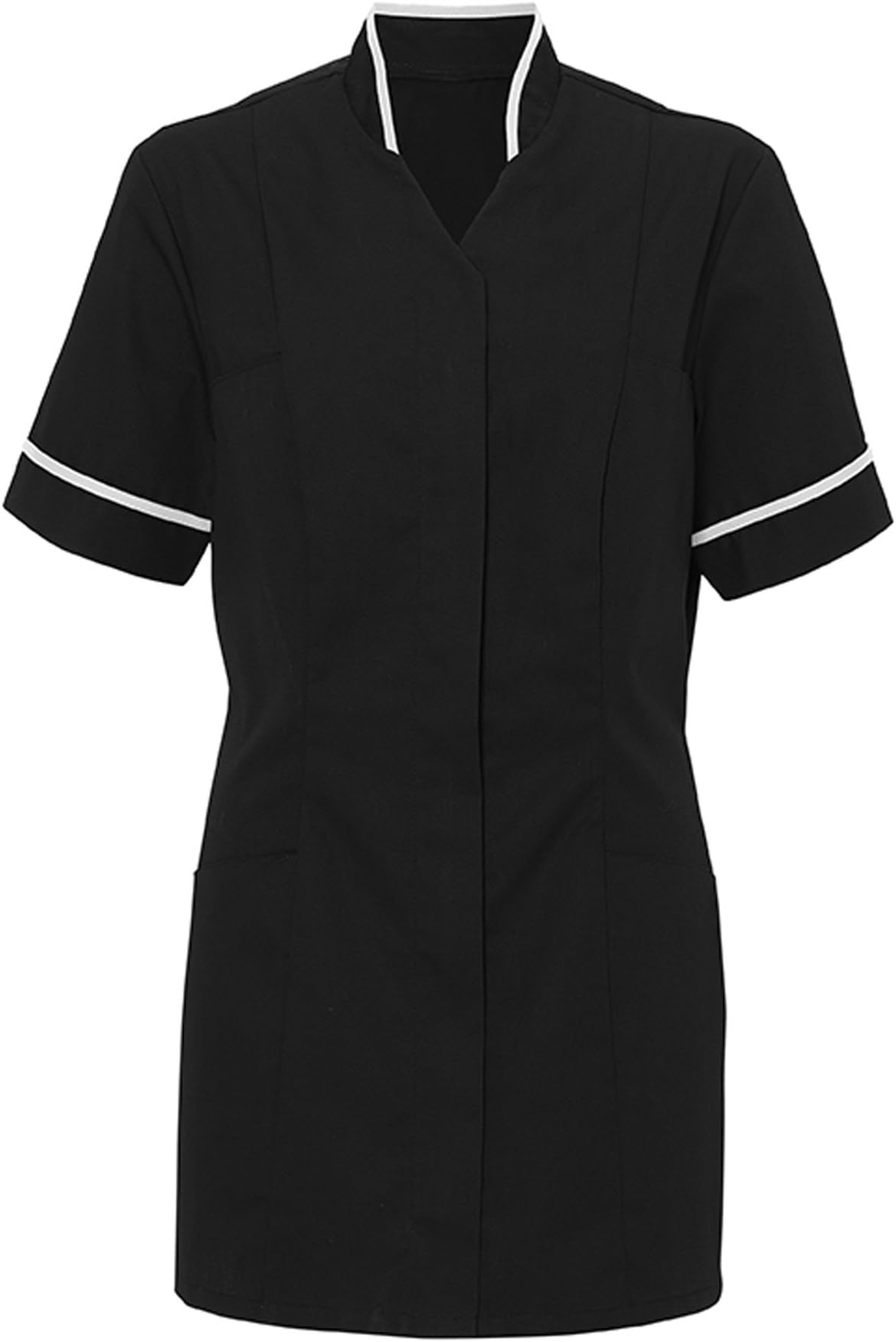 Alexandra Womens Mandarin Collar Tunic/Health Beauty/Medical Workwear (14 US (38/40 Inch Chest)) (Black/White)