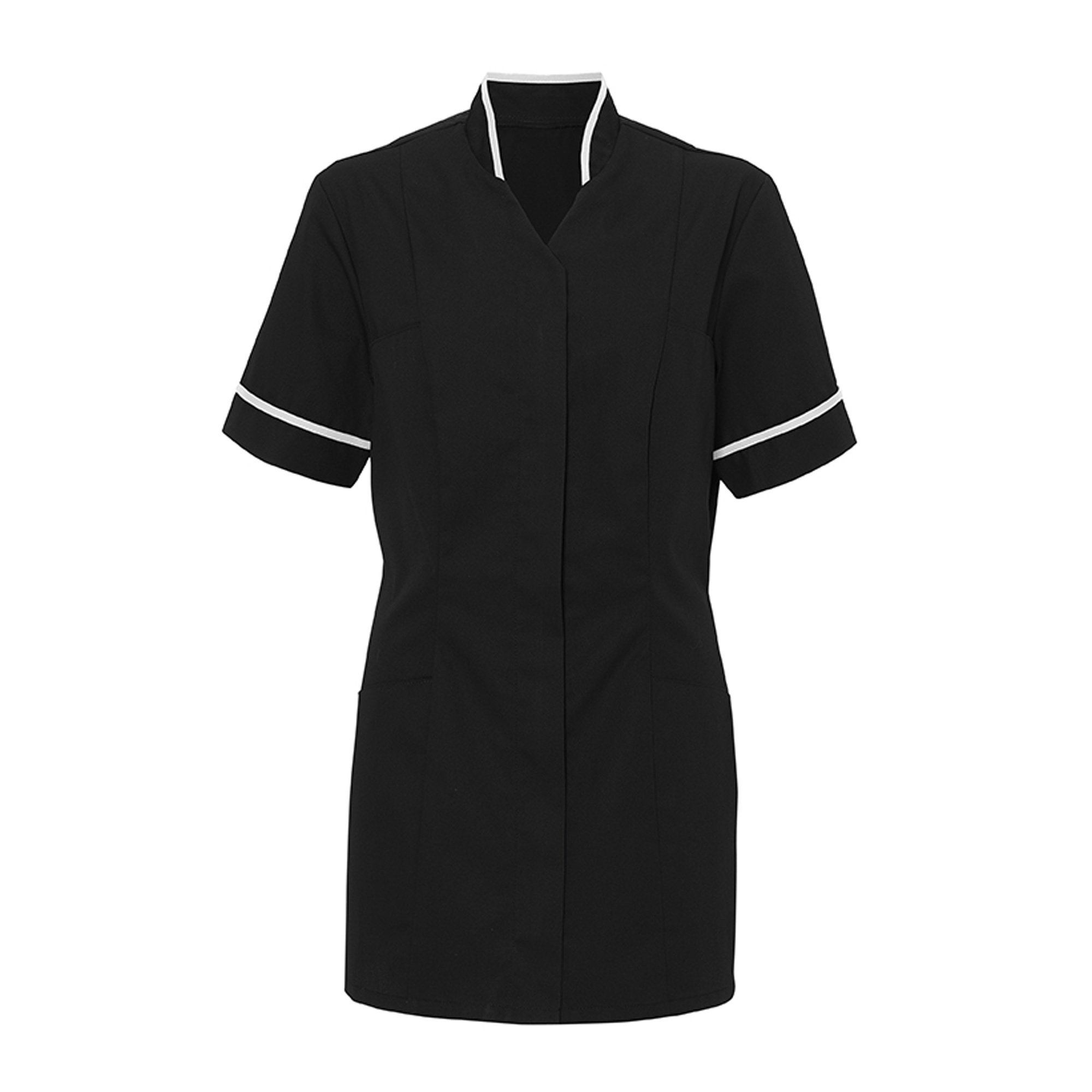 Alexandra Womens Mandarin Collar Tunic/Health Beauty/Medical Workwear (14 US (38/40 Inch Chest)) (Black/White)