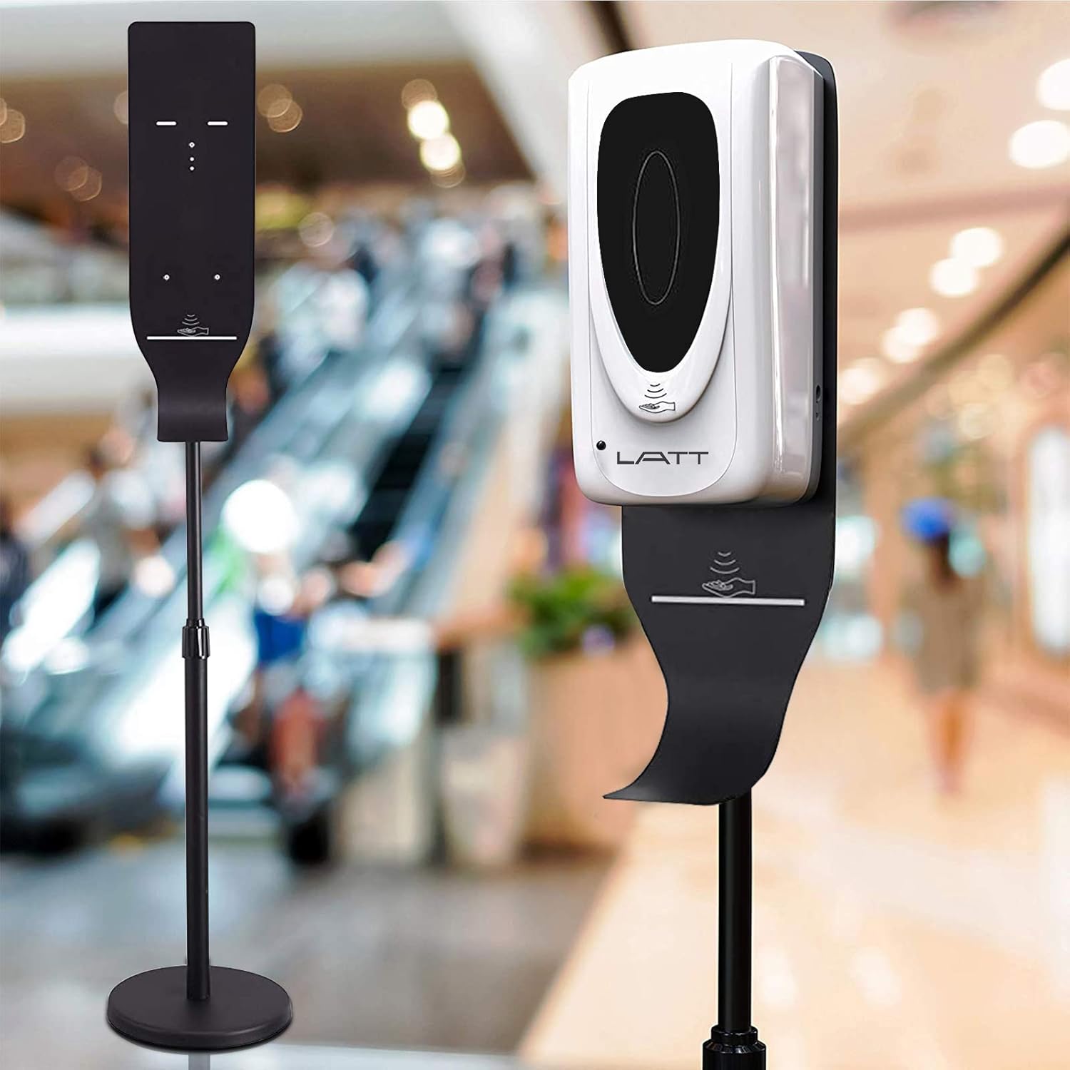 Gеt Chеар Prісе LATT Hand Sanitizer Dispenser Touch Free, Automatic Sanitizer Holder with Steel Floor Stand, Drip Catcher, and Refillable Bottle(1000ml), for Commercial and Public Places - Sanitizer Stand ( Black )