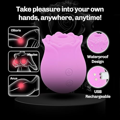 Miniatura 5 de Vibrador en Forma de Rosa Herramientas de placer sexual para mujeres Vibrador en forma de rosa silencioso y potente Vibrador en forma de rosa