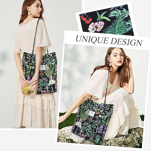 Vista 334 de Tote - Bolsa de hombro reutilizable de pana de gran capacidad con bolsillos interiores para mujeres y niñas Rayas