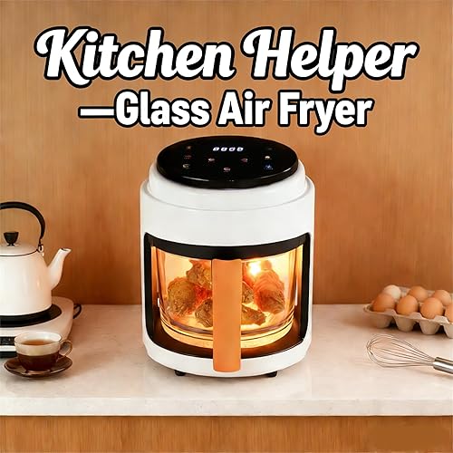 Miniatura 2 de PERFERATE Freidora de aire de vidrio de 4.23 cuartos de galón, freidora de aire de 1000 W con tazón visible de 360  Modos de cocción preestablecidos