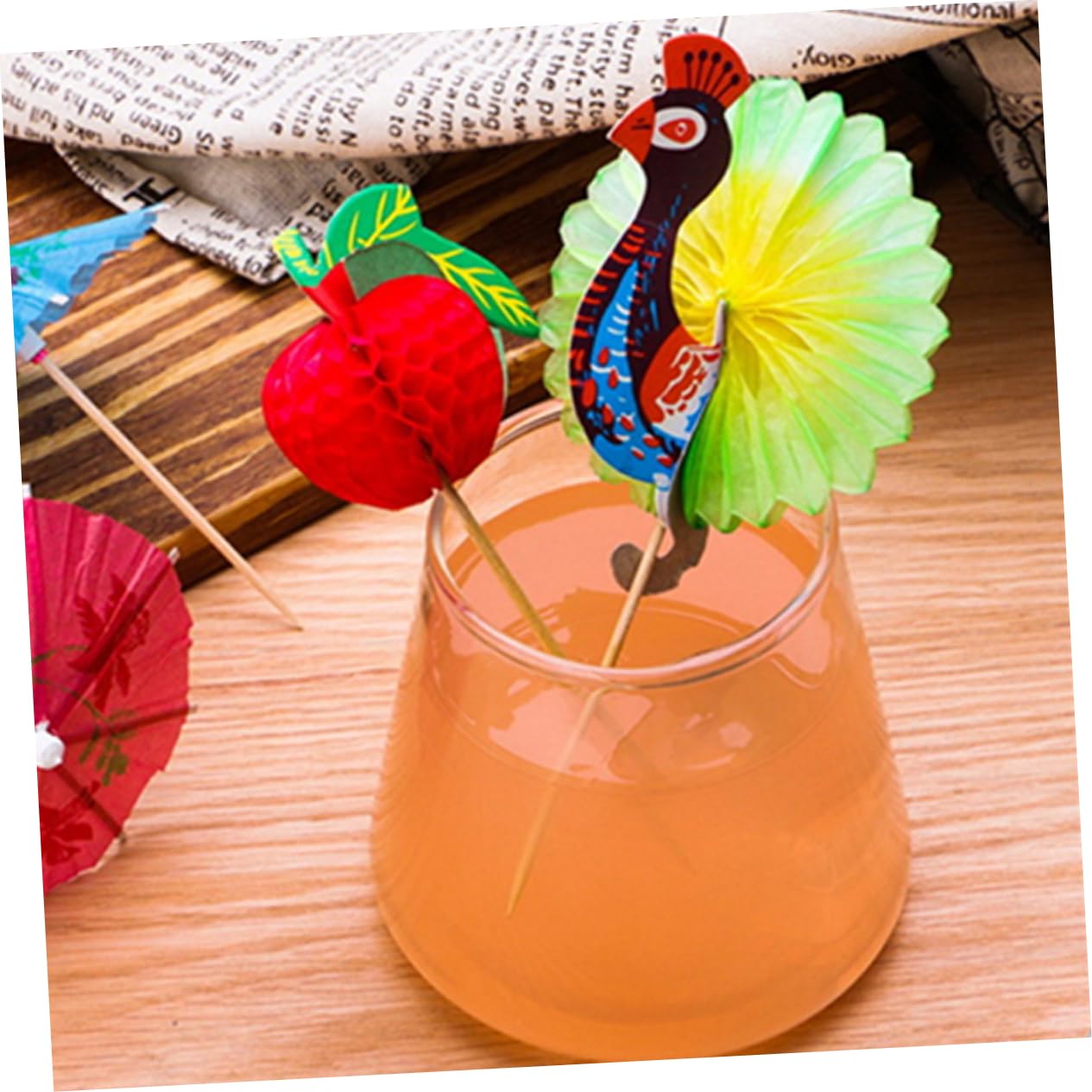 Mikinona 300 Pz Ombrellone da Cocktail Ombrello di Carta per Bevande Portafrutta di Cocktail di Frutta Portabevande a Ombrello Mini Ombrelli Cannucce da Cocktail per Bevande bambù