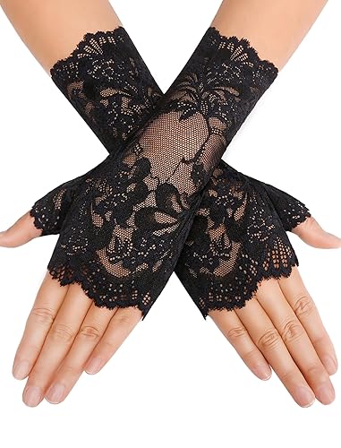 Avidlove Women Short Lace Gloves Fingerless Bridal Wrist Glove Opera