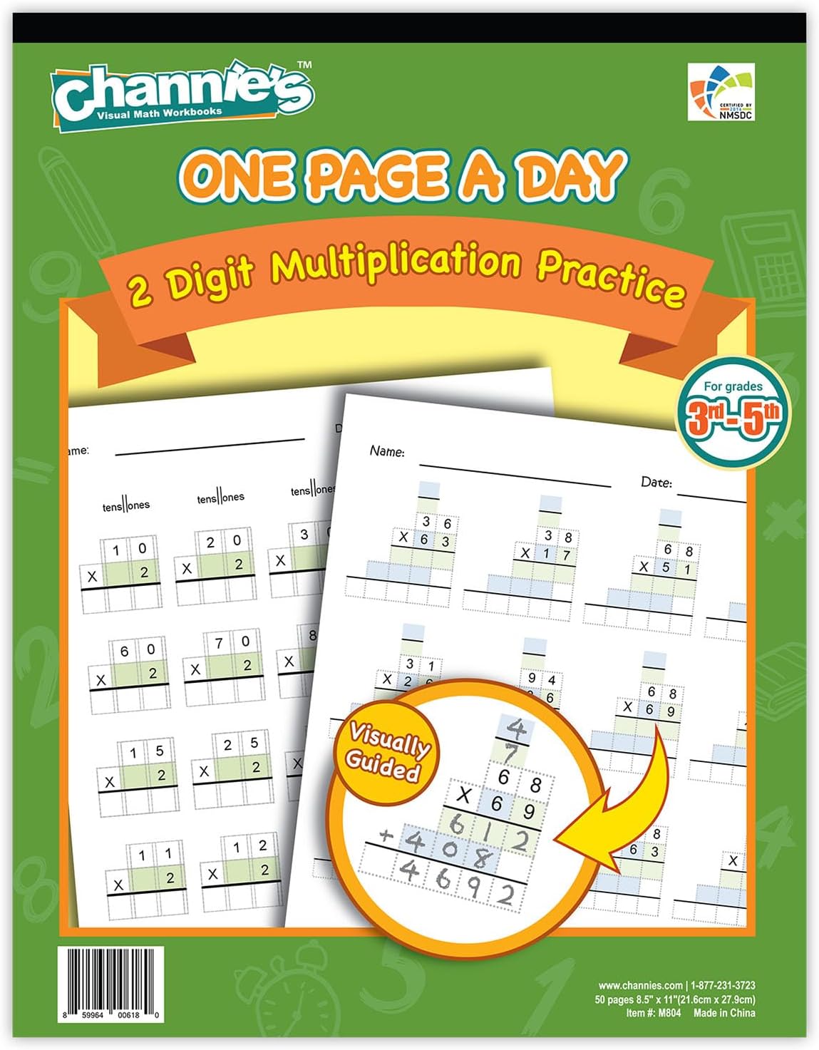 - Channie’s One Page A Day Two Digit Multiplication Practice, Double Digit Multiplication Workbook, 50 Fun & Easy Tear-Off Math Practice Worksheets For 3rd, 4th, & 5th Grade Kids