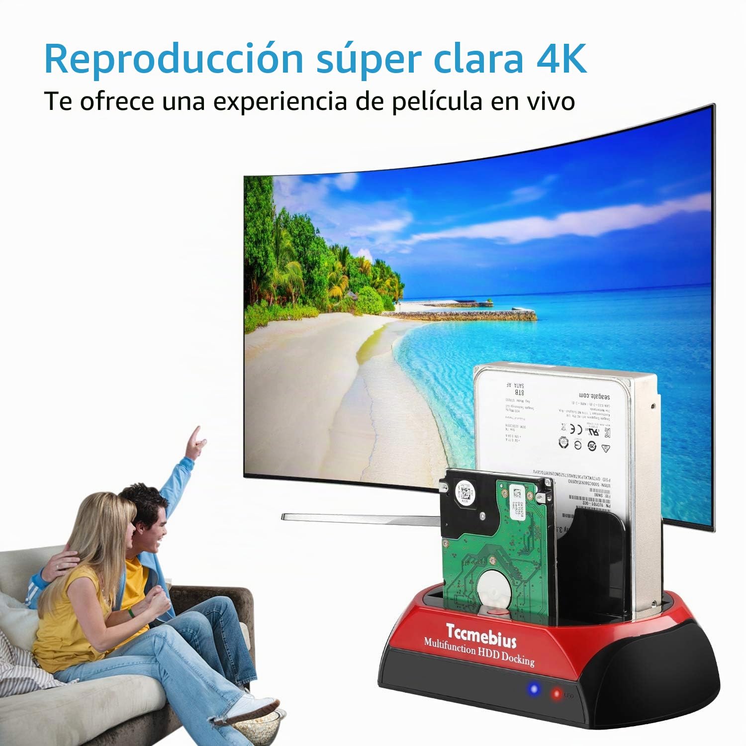 USB 2.0 Estación de Acoplamiento del Disco Duro, TCC-S867-DE USB 2.0 a 2.5 3.5 Pulgadas IDE SATA Doble Ranuras Caja Externa de HDD, para 2.5" 3.5" IDE SATA I/II/III HDD SSD