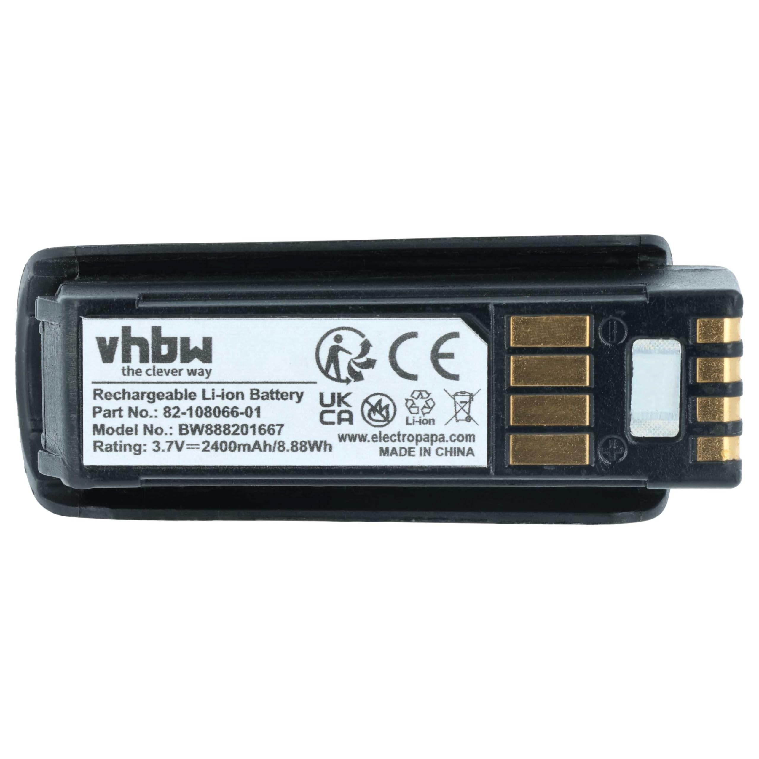 vhbw Akku kompatibel mit Zebra MT2000 | MT2070, MT2090 Barcodescanner POS (2400 mAh, 3,7 V, Li-Ion)