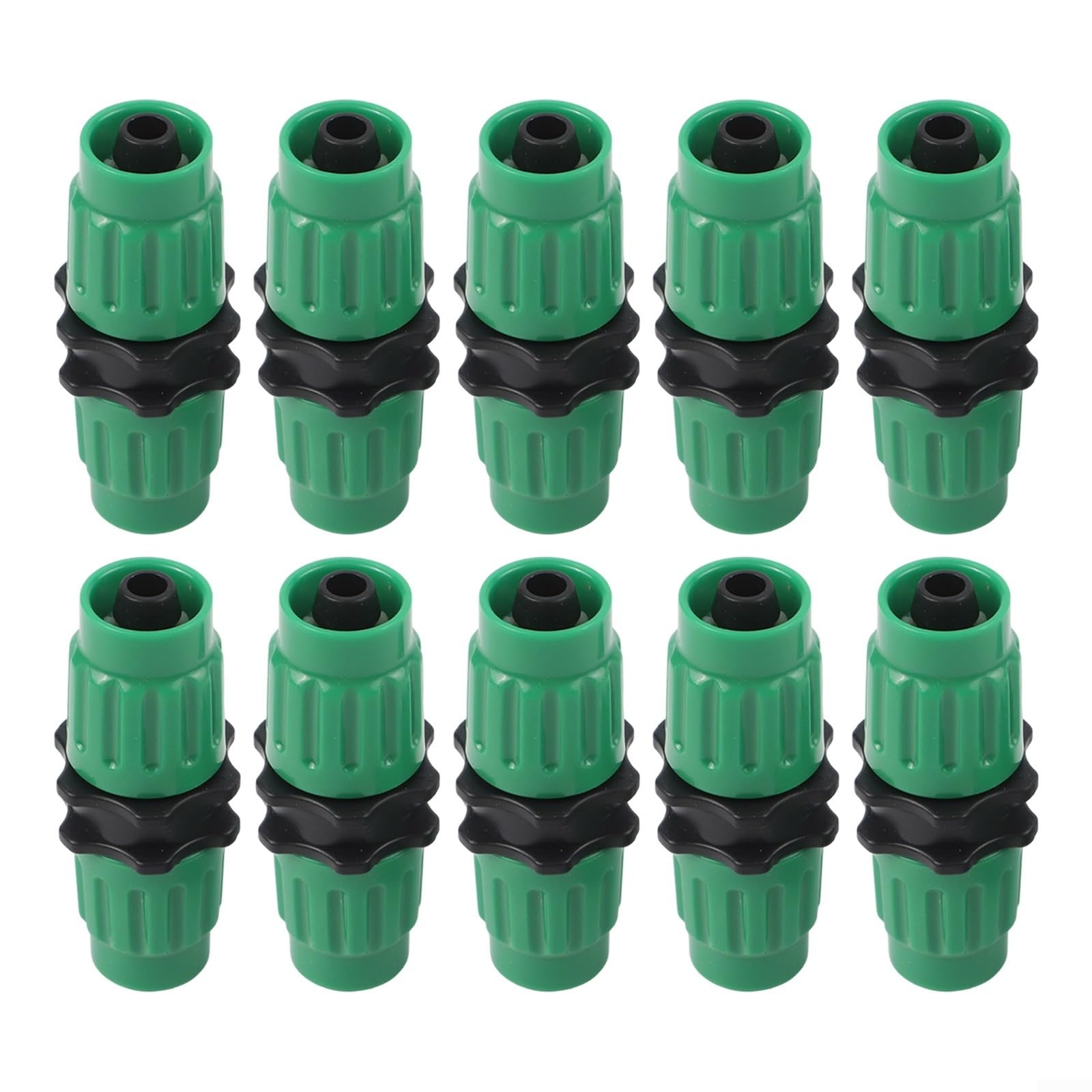 Garden Hose Repair Kit for Expandable Hoses 25ft 50ft 75ft 100ft Multi-Function Fitting Connector Set Quick Fix Accessories Green Plastic Leak Proof Solution(10pcs)