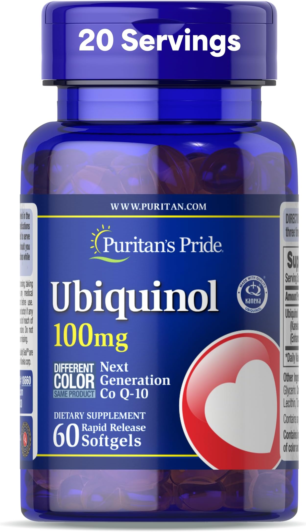 Next Gen Ubiquinol Coenzyme CoQ10 100mg, Dietary Supplement for Heart Health, Blood Pressure, Oral Gum Health, Aging and Cellular Energy Support, 60 Servings, Rapid Release Softgels