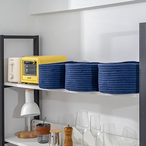 Miniatura 7 de CubesLand Cesta de almacenamiento, cuerda de algodón, azul marino, paquete de 2, organizaciónalmacenamiento, armario, estantes, decorativa