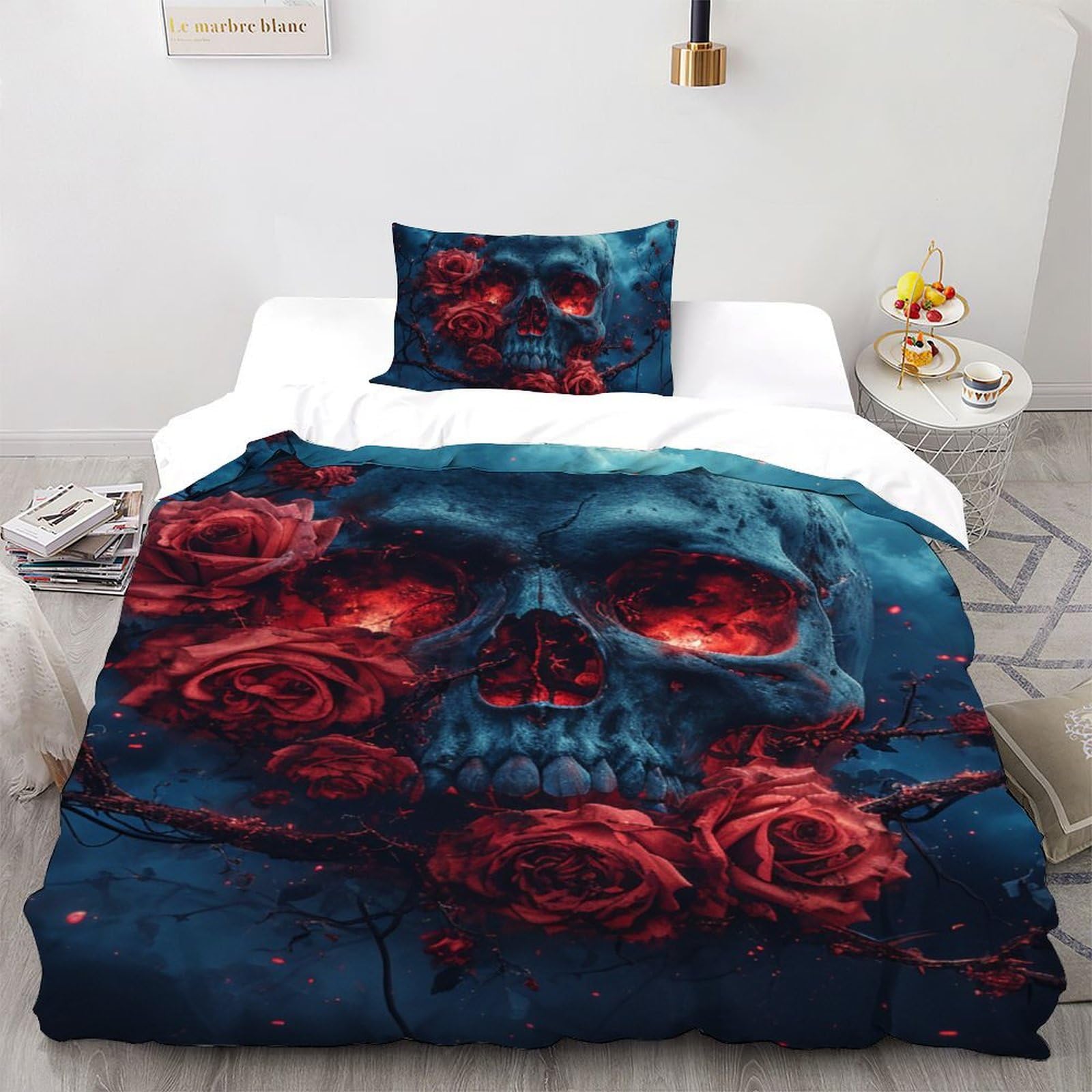 Parure de lit gothique housse de couette en microfibre 135x200cm avec taie