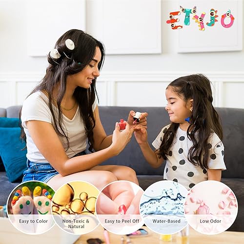 Miniatura 3 de Juego de esmaltes de uñas para niños, 6 colores no tóxicos, para niñas a partir de 3 años en adelante, a base de agua, bajo olor, despegable, secado