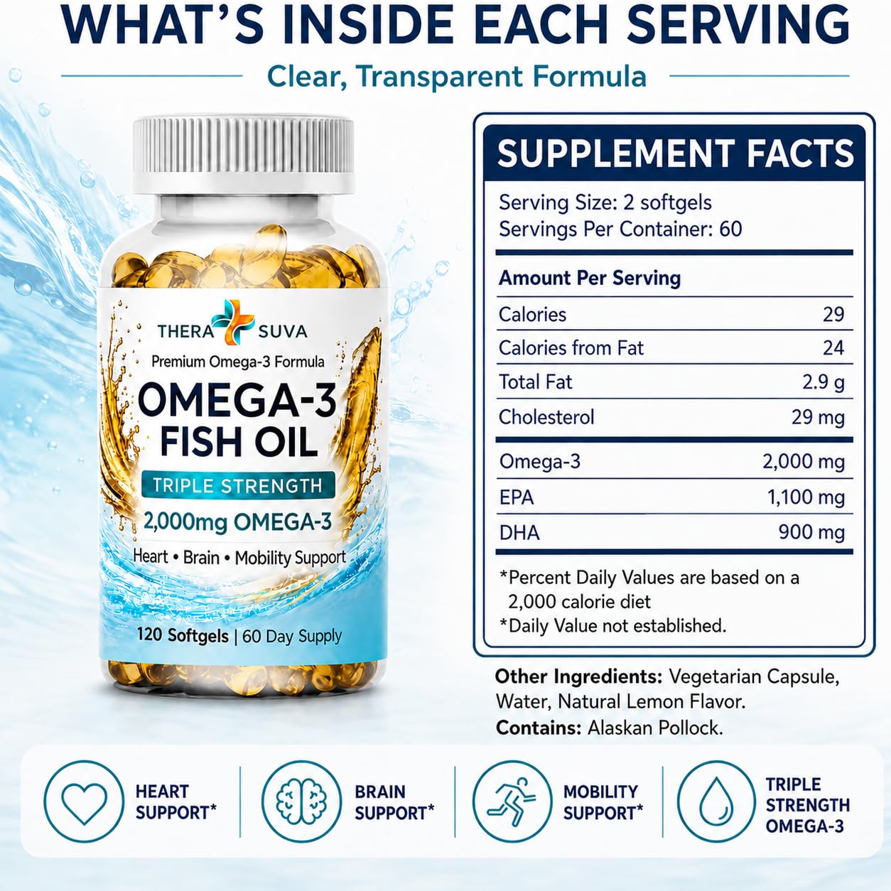 Wild Alaskan Fish Oil w/2000mg Omega-3, 120 Veggie Softgels — Amazon image 5