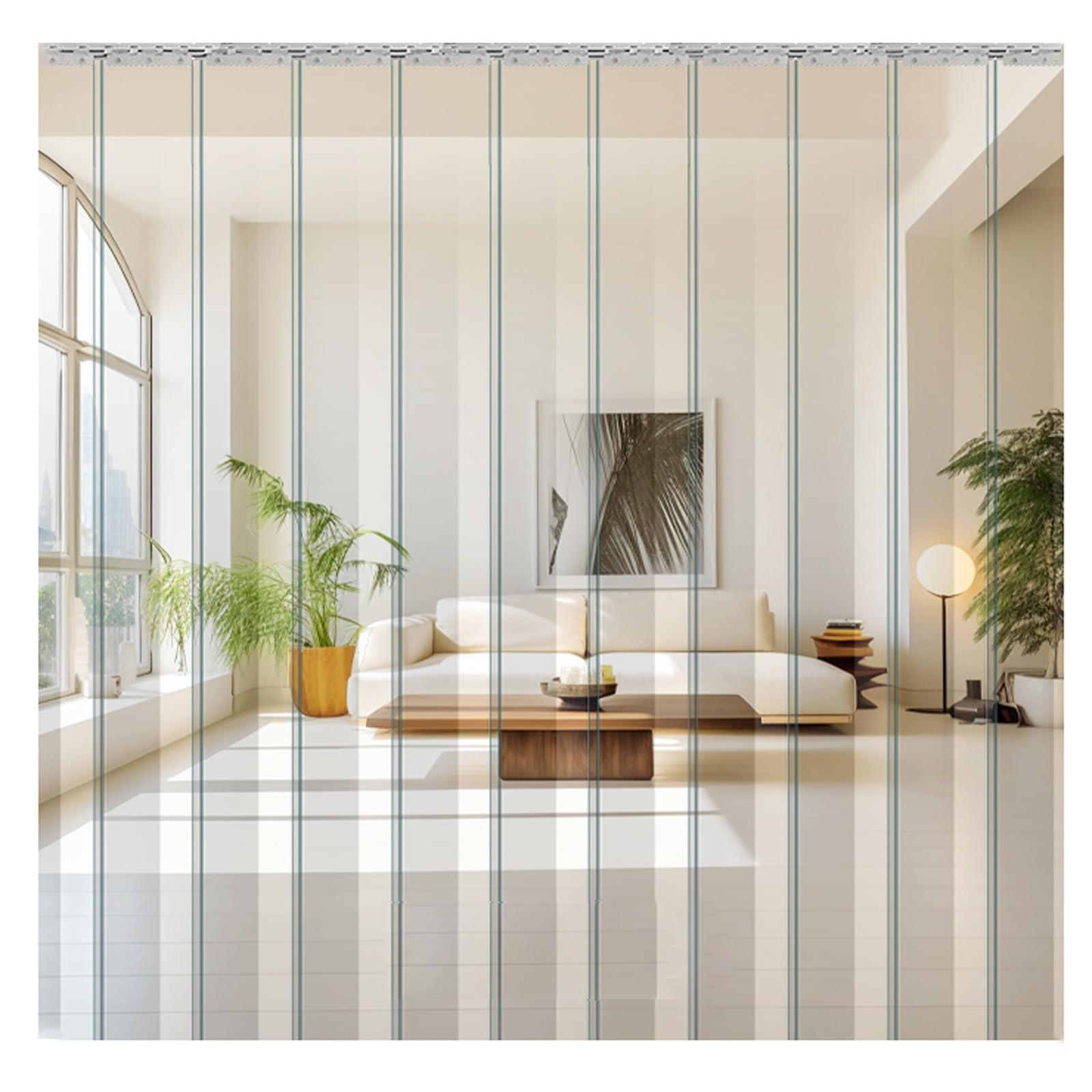 Kit de cortina de PVC para puerta de tiras de PVC transparente para cámaras frigoríficas, diferentes tamaños, grosor 2,1 mm (90 x 295 cm)