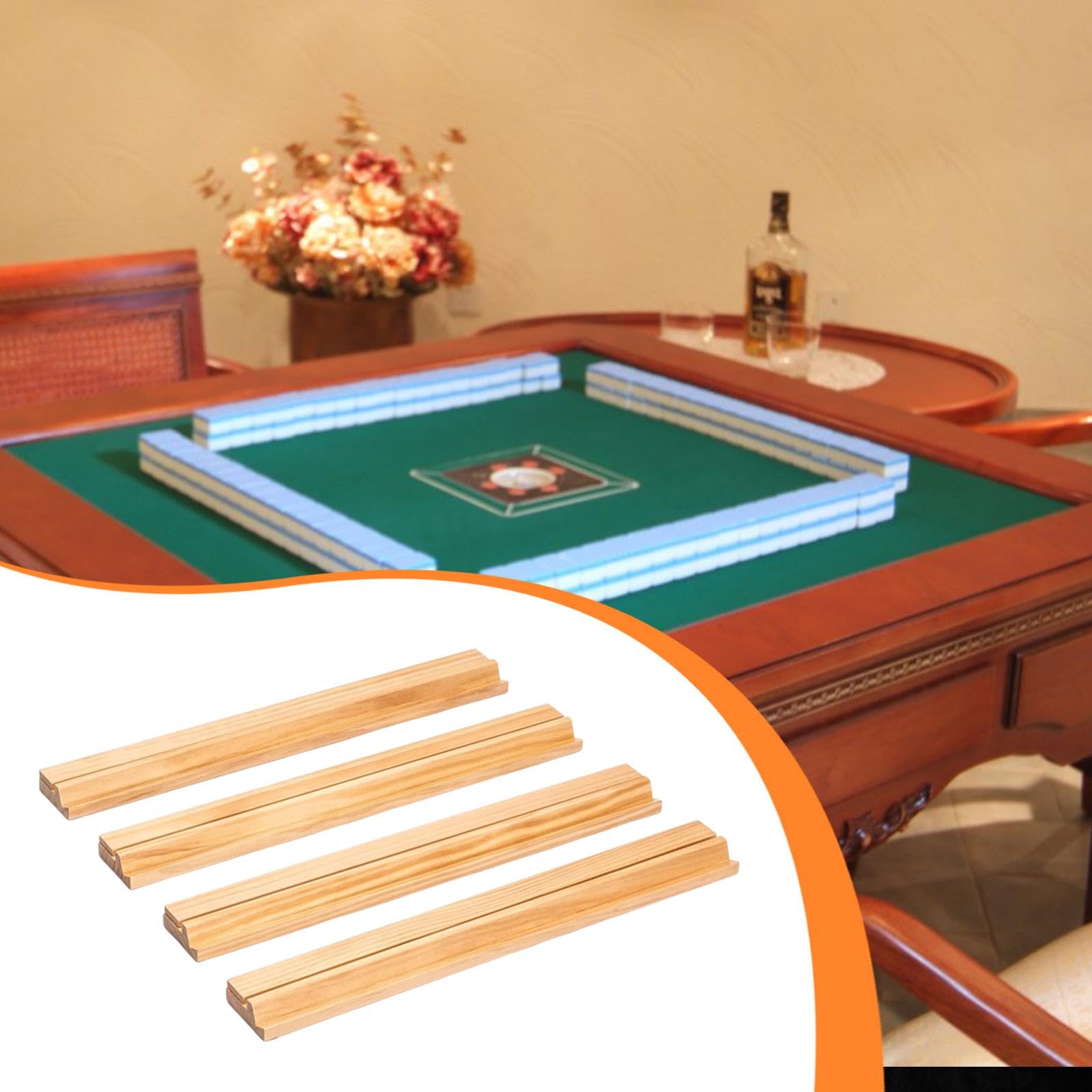 4 Soportes de Mahjong de 44 Cm, Bandejas Ligeras, Accesorios para Juegos de Mesa para Noches de Juegos, Reuniones, Fiestas Y Familias, Madera