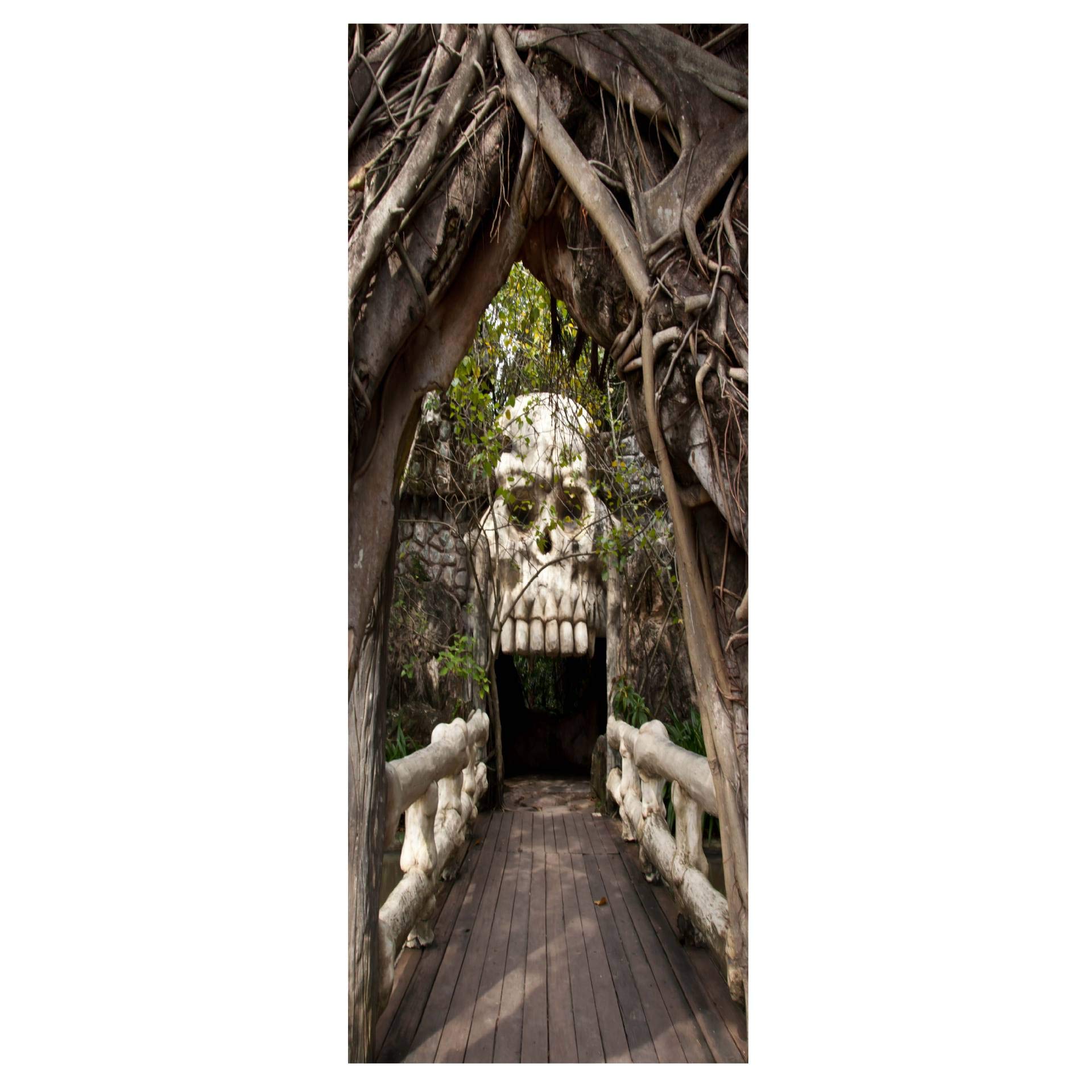 Stickers muraux Halloween 3D tête de mort pour décoration intérieure