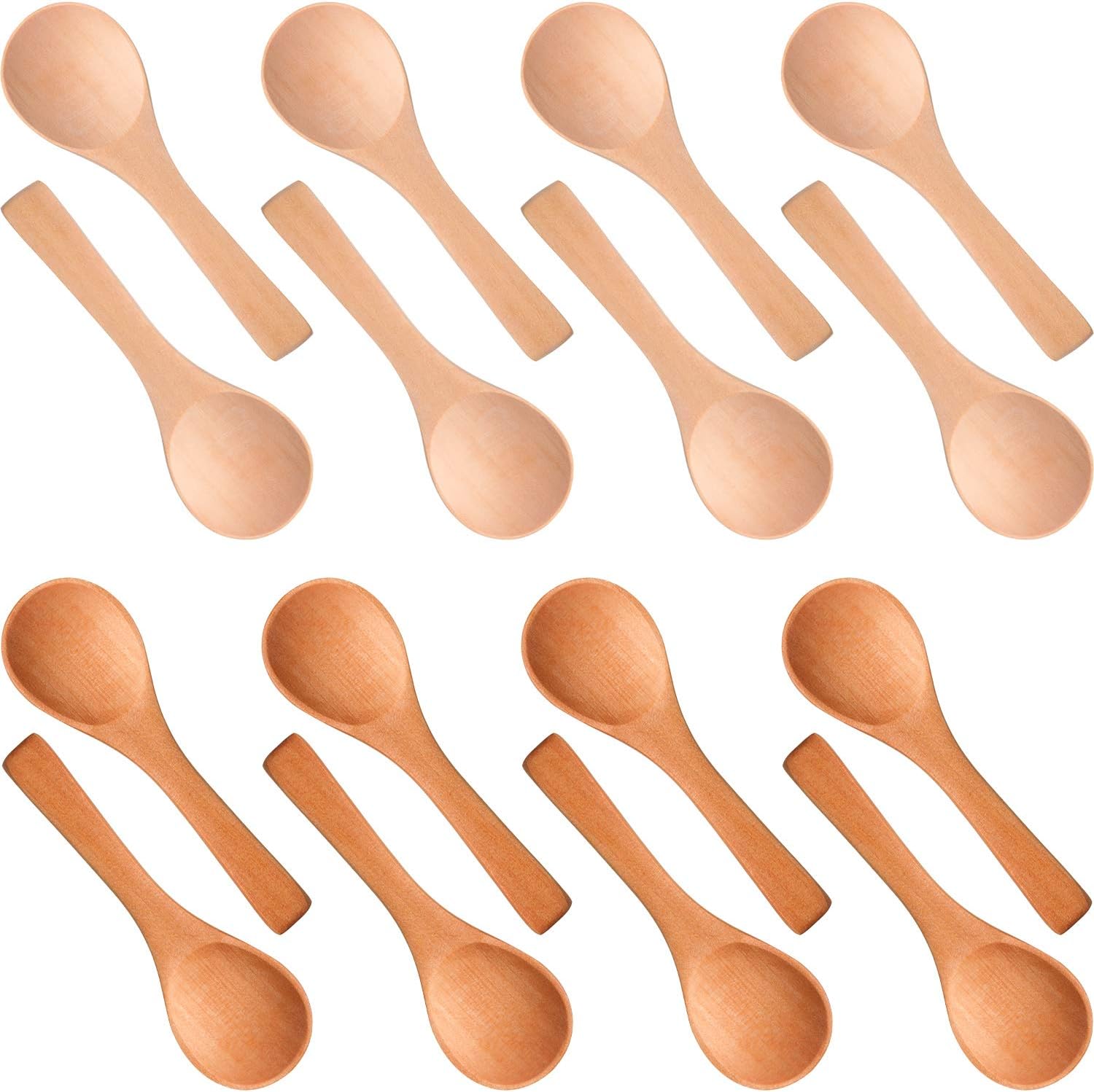 Boao 50 Pcs Small Wooden Spoons, 3.5'' L, Mini Wood Spoons