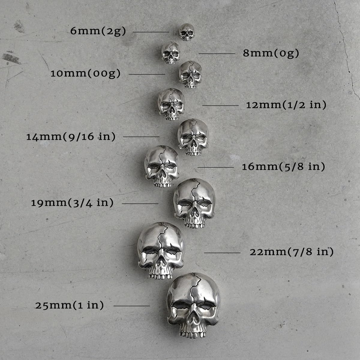 PUNKYOUTH 1 Pair Gothic Skull Ear Tunnels – Punk Plugs Gauges for Stretched Ears, Alternative Darkwear Jewelry, Double Flared Saddle Design 2g–1 inch
