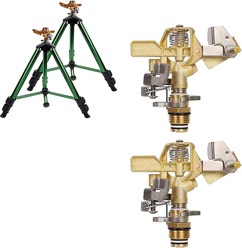 Biswing Paquete de 2 aspersores de impacto y rociadores de impacto de latón de 12 pulgada, paquete de 2