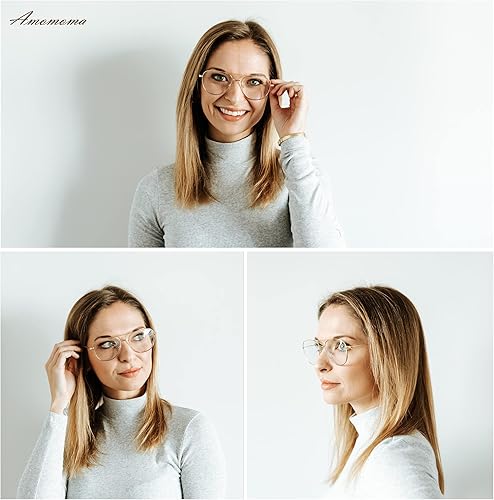 Miniatura 2 de 3-Pack Retro Aviator Reading Glasses for Men Women Trendy Square Blue Light Blocking Computer Readers Metal AM6092A