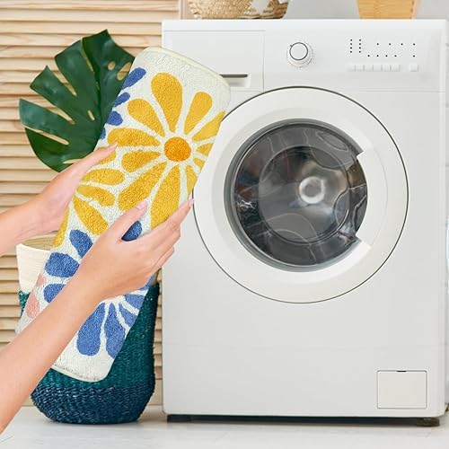 Miniatura 8 de SHIYUE Alfombras de baño coloridas y esponjosas de microfibra, suaves y esponjosas para baño, antideslizante e impermeable, tapete suave para