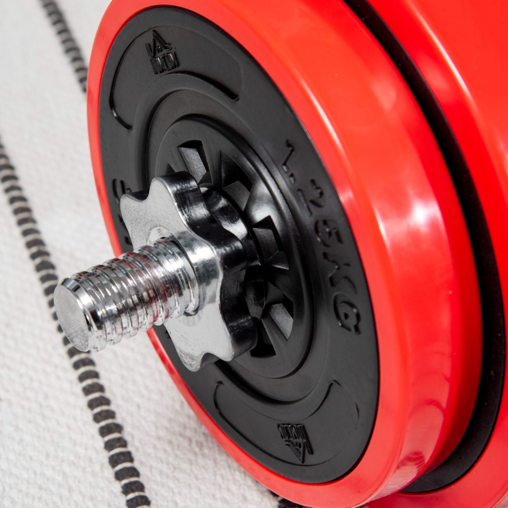 HOMCOM Set Bilanciere con Dischi Pesi 65kg Totali in Sabbia di Ferro, Metallo e Gomma, Rosso