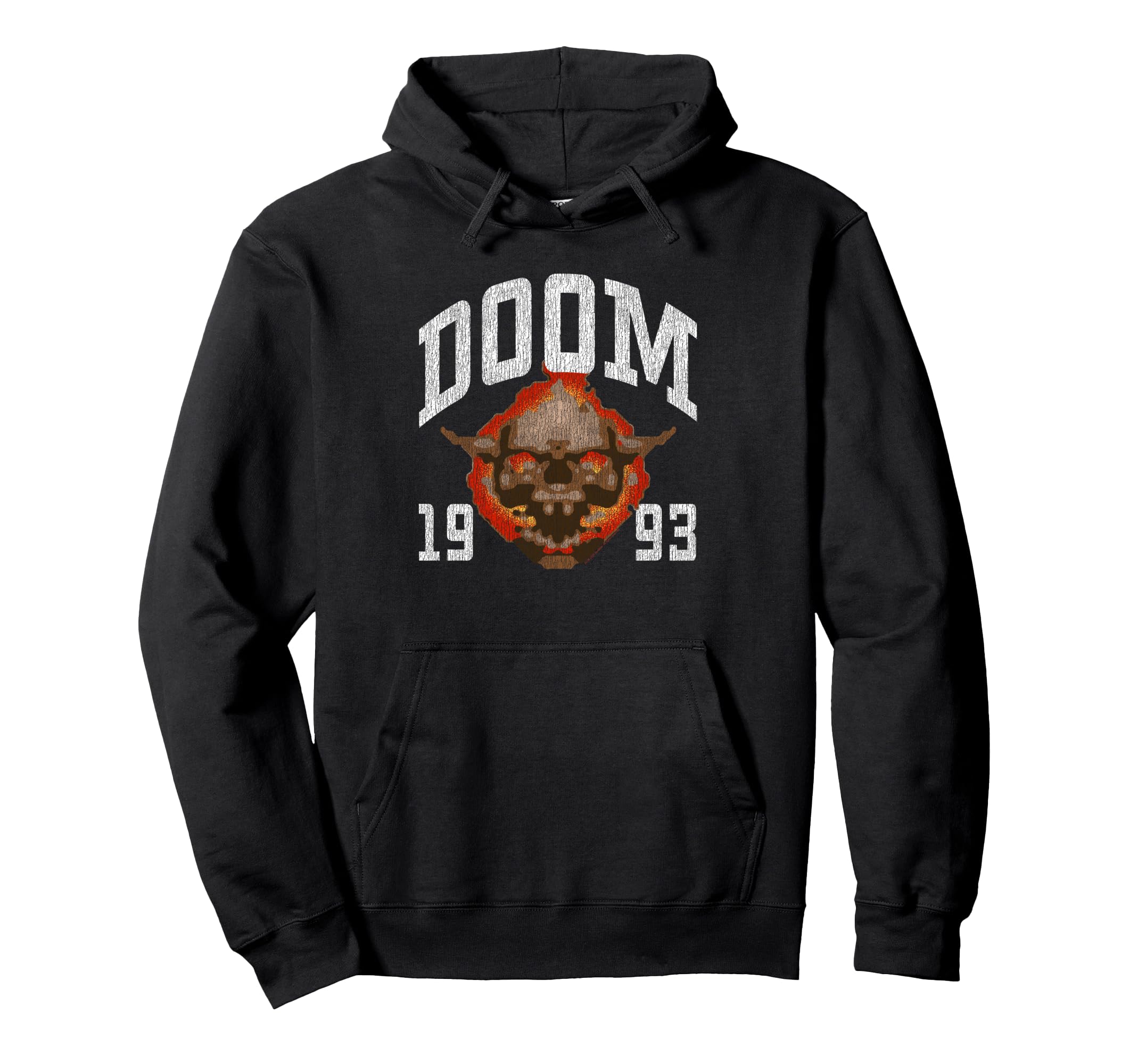 DOOM 1993 Lost Soul Pixelated Skull Retro Video Game Pullover Hoodie