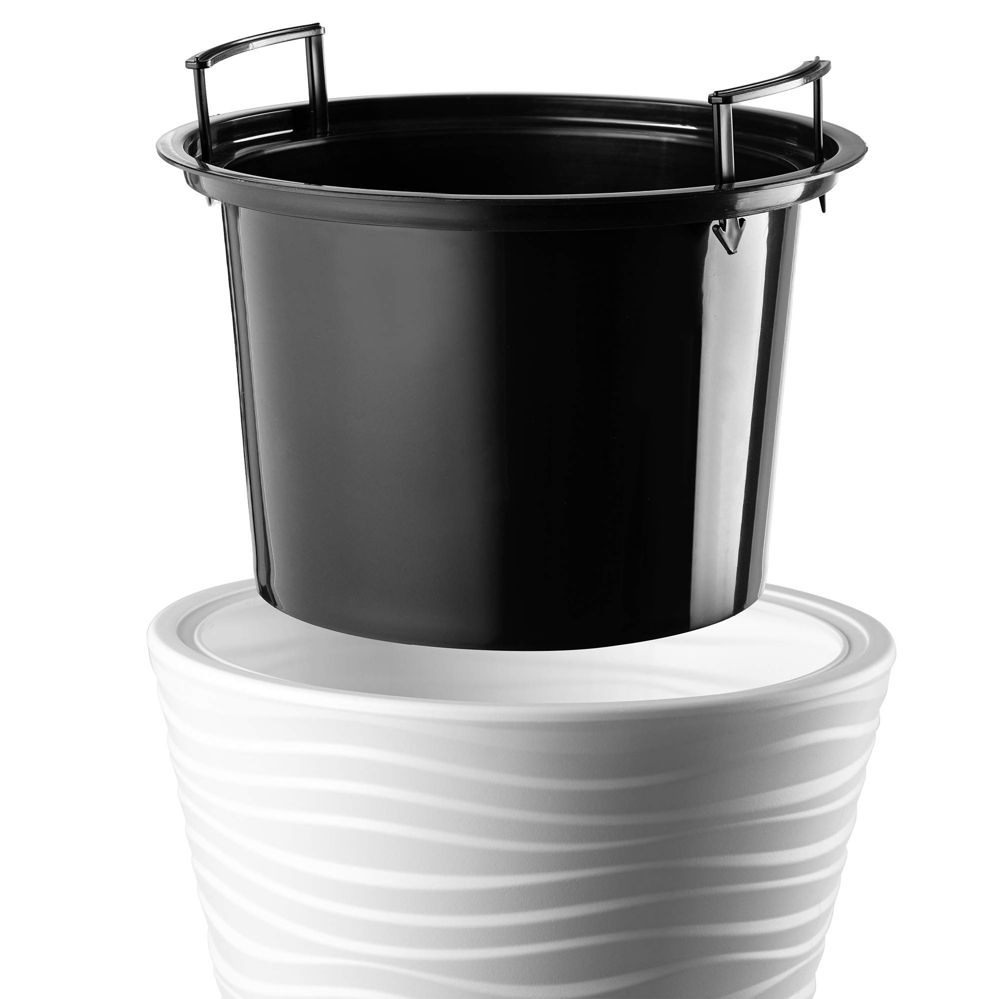 KADAX Maceta redonda para interior y exterior, de plástico, resistente a la intemperie, para casa, jardín, balcón (40 cm de diámetro, color blanco)