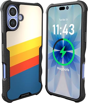 Smartish iPhone 16 Plus Protective Magnetic Case - Gripzilla Compatible with MagSafe [Rugged + Tough] Heavy Duty Armor Slim Cover w/Drop Tested Protection for Apple iPhone 16 Plus - Striped Up