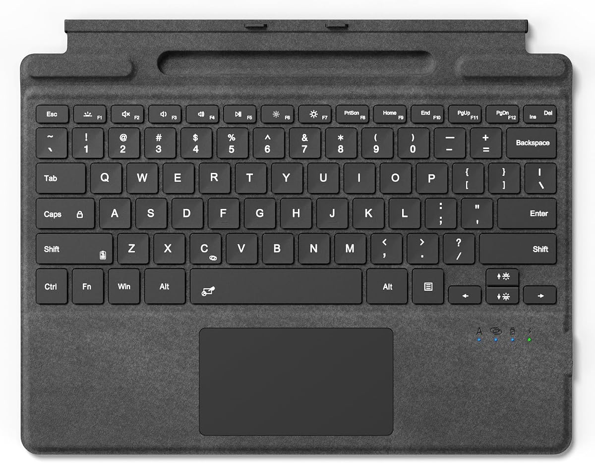Teclado Surface Pro para Microsoft Surface Pro 11/10/9/8/X 13", cubierta tipo portátil con retroiluminación de 7 colores, teclado ultradelgado ergonómico magnético inalámbrico Bluetooth, trackpad, recarga USB-C, soporte para bolígrafo