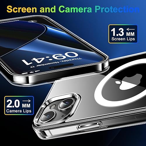 Miniatura 6 de Meifigno Serie Magic Mag diseñada para iPhone 15, protección de grado militar y compatible con MagSafe, parte trasera de policarbonato duro con