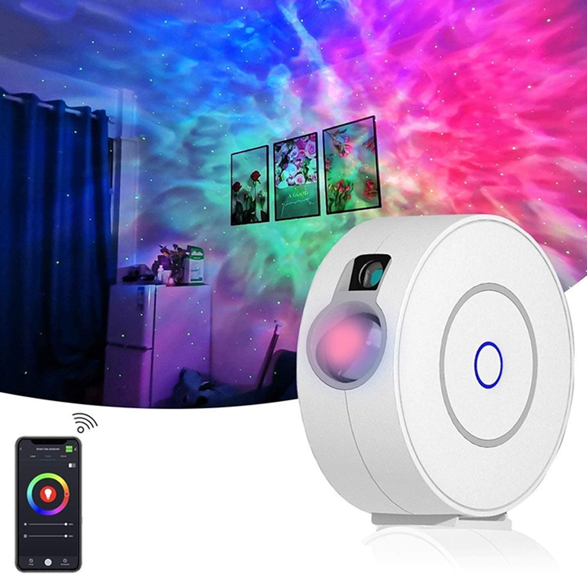 Intelligent Lampe de Projection Étoile Veilleuse LED Contrôle Intelligent de L'application pour la Décoration de Fête d'anniversaire de Café,