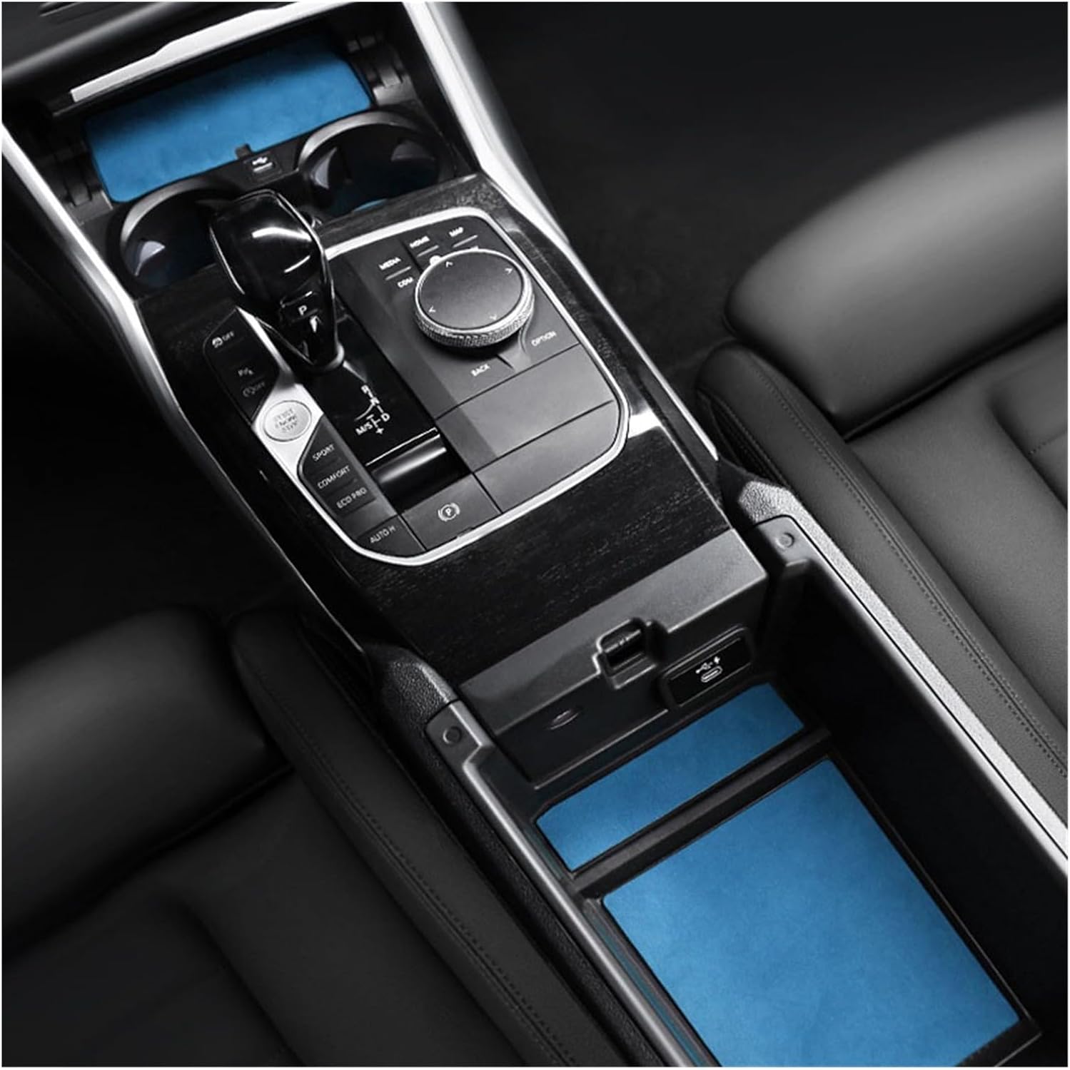 AANAN Interior Trim Compatible with G20 G21 G22 Car Water Cup Mat Non-Slip Coaster Wireless Charger Decorative Car Accessories(Alcantara 4175)