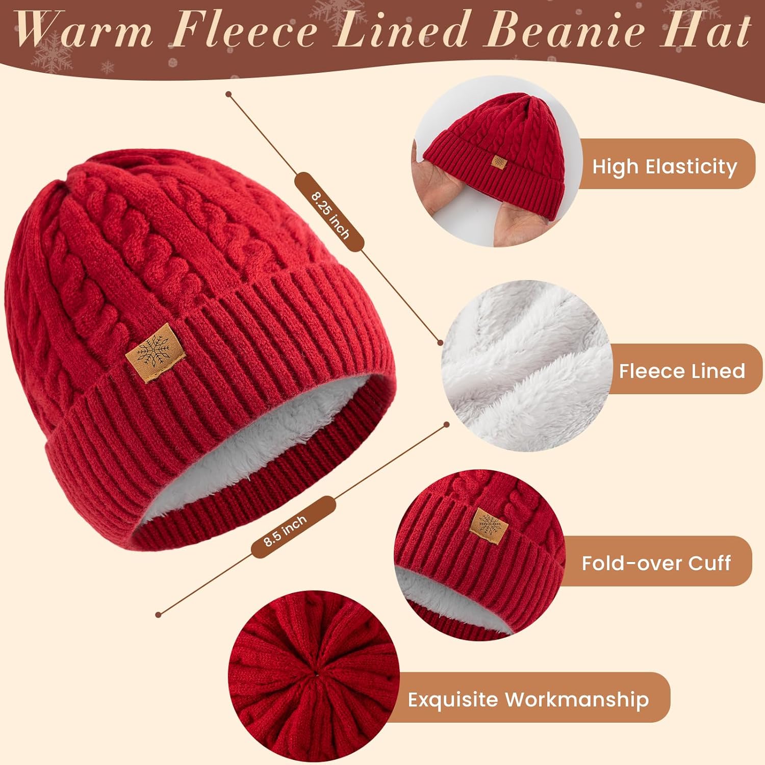 Tavaleu Winter Scarf Hat Gloves Set for Women Men, Warm Lined Beanie Hats Touchscreen Gloves Soft Long Scarf - Image 2