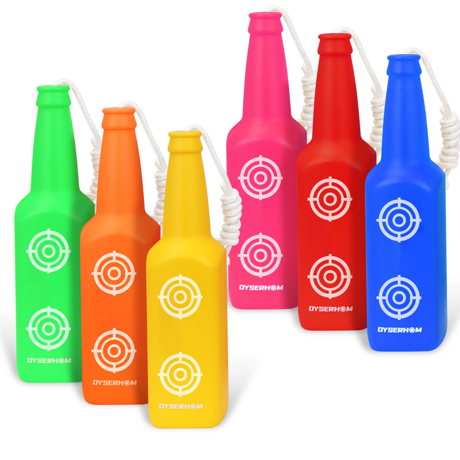 OYSERHOM OPS Reactive Shooting Targets Shatterproof Plastic Bottle to All Caliber, Indoor and Outdoor Range Shooting Targets, Bright Colors with Hanging Rope, Target Practice, 6 Pack