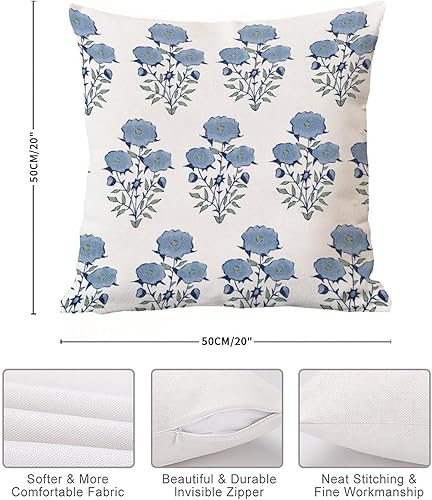 Miniatura 7 de Fundas de almohada estilo chinoiserie con flores mogoles azul marino de 20 x 20 pulgadas, funda de cojín de inspiración asiática Eurosham Accent